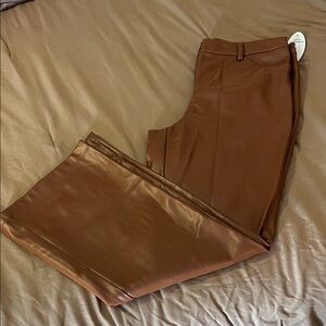 Scoop Brown Faux Leather Pants